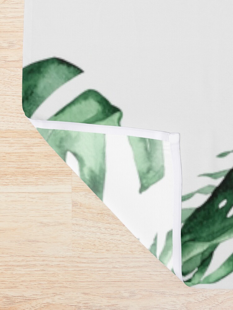 Alternate view of Monstera Pattern Green Shower Curtain