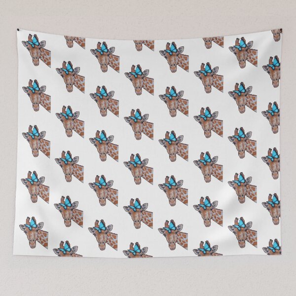 Item preview, Giraffe with Blue Butterfly, Illustration, Wildlife, Animals, Art designed and sold by JoyfulWhimsy.