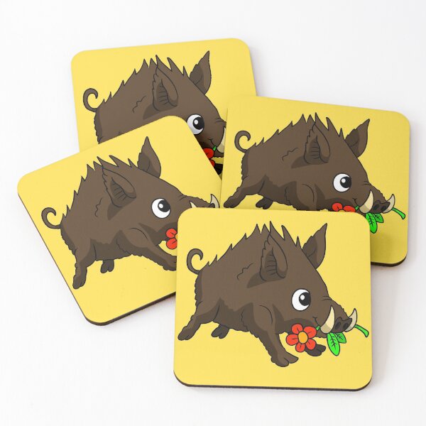 Item preview, a cute wild boar pig with a flower. kawaii forest animal.  designed and sold by JJadx.