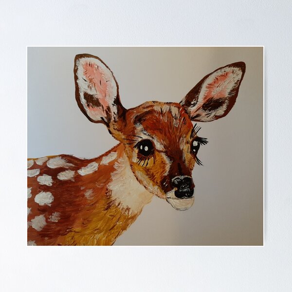 Artikelvorschau, Bambi mit großen Augen (Hirschdruck) entworfen und verkauft von JoSymondsArt.