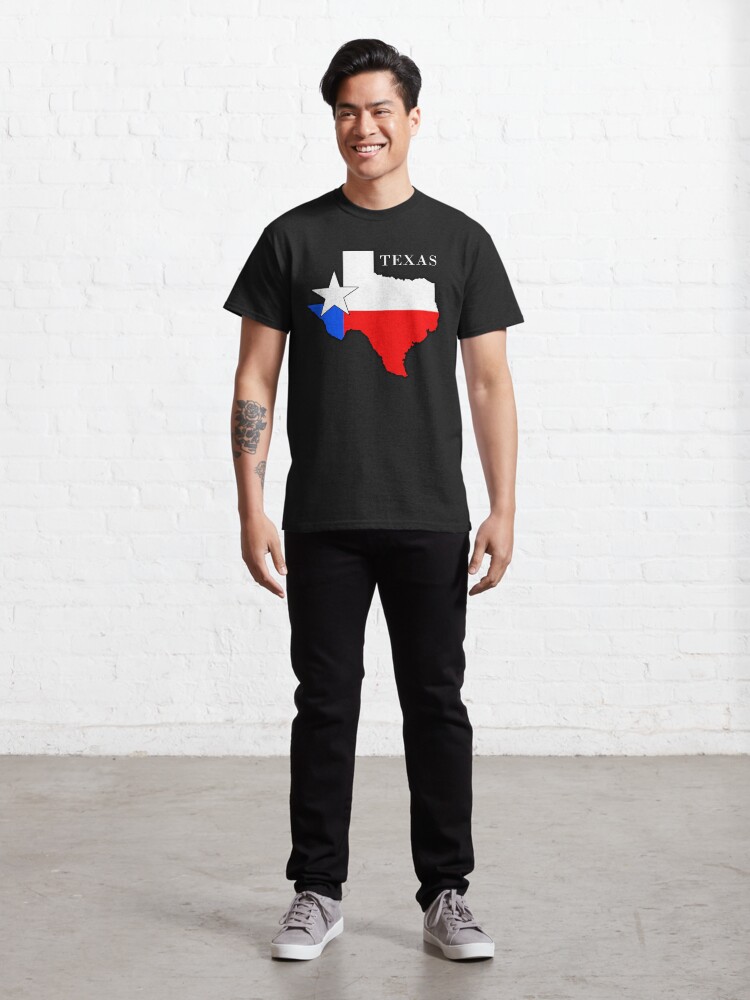 Thumbnail 3 of 7, Classic T-Shirt, Texas Map with Texas Flag Colors Inside - Texas Pride designed and sold by Warren Paul Harris.
