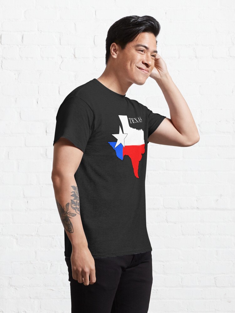 Thumbnail 5 of 7, Classic T-Shirt, Texas Map with Texas Flag Colors Inside - Texas Pride designed and sold by Warren Paul Harris.