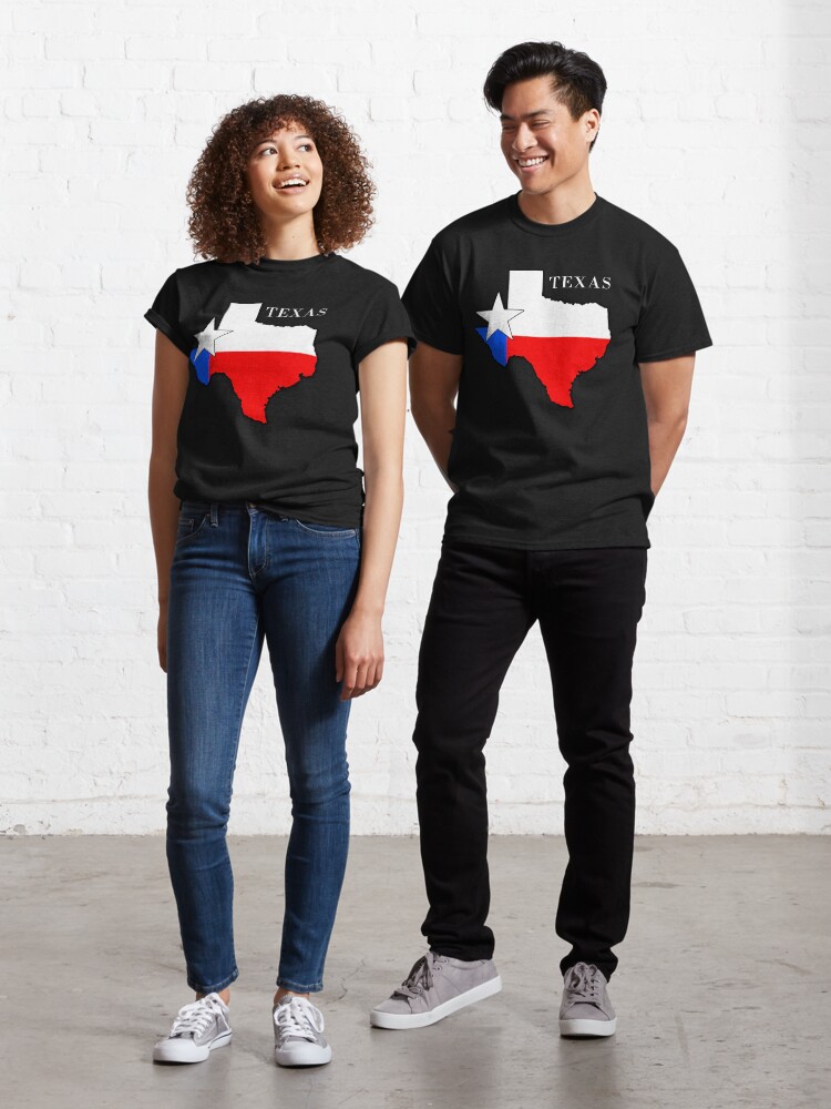 Thumbnail 1 of 7, Classic T-Shirt, Texas Map with Texas Flag Colors Inside - Texas Pride designed and sold by Warren Paul Harris.