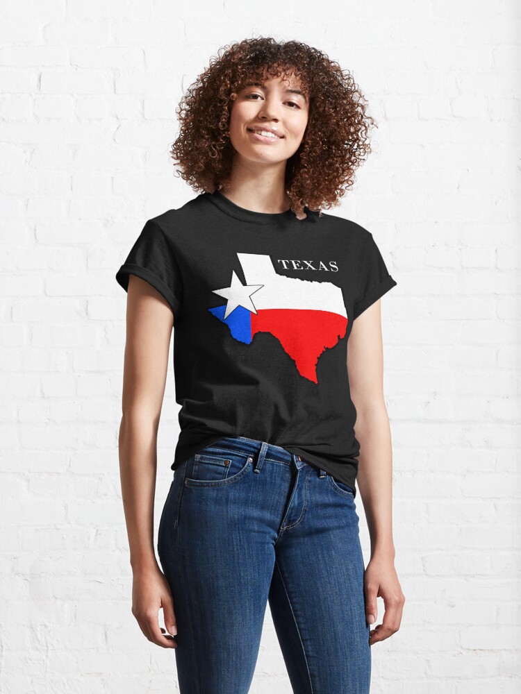 Thumbnail 4 of 7, Classic T-Shirt, Texas Map with Texas Flag Colors Inside - Texas Pride designed and sold by Warren Paul Harris.