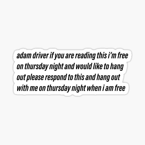 Aperçu de l'œuvre Adam Driver, je suis libre jeudi créée et vendue par whtnyhnry.