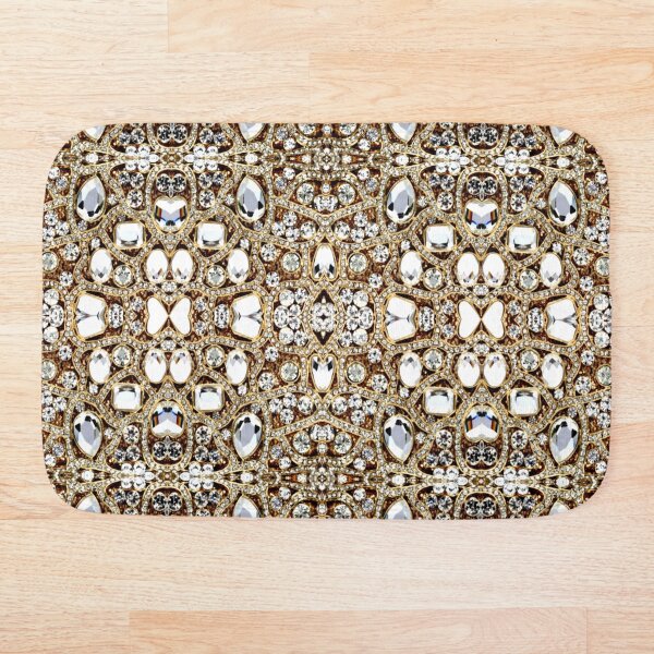 jewelry gemstone silver crystal champagne gold rhinestone Bath Mat