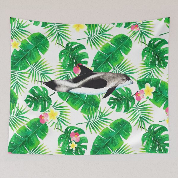 Item preview, White-Beaked Dolphin with Tropical Plants designed and sold by SkySailingArt.