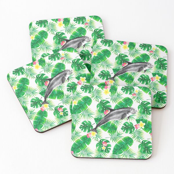 Item preview, Risso's Dolphin with Tropical Plants designed and sold by SkySailingArt.