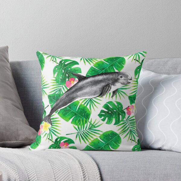 Item preview, Risso's Dolphin with Tropical Plants designed and sold by SkySailingArt.