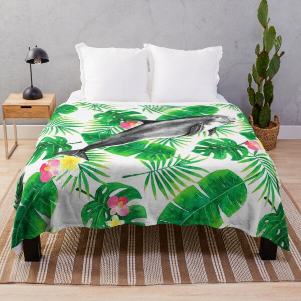 Item preview, Risso's Dolphin with Tropical Plants designed and sold by SkySailingArt.