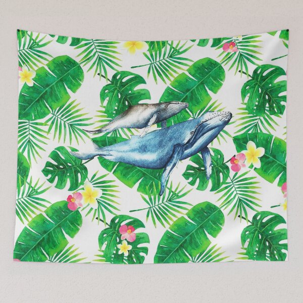 Item preview, Humpback Whales with Tropical Plants designed and sold by SkySailingArt.
