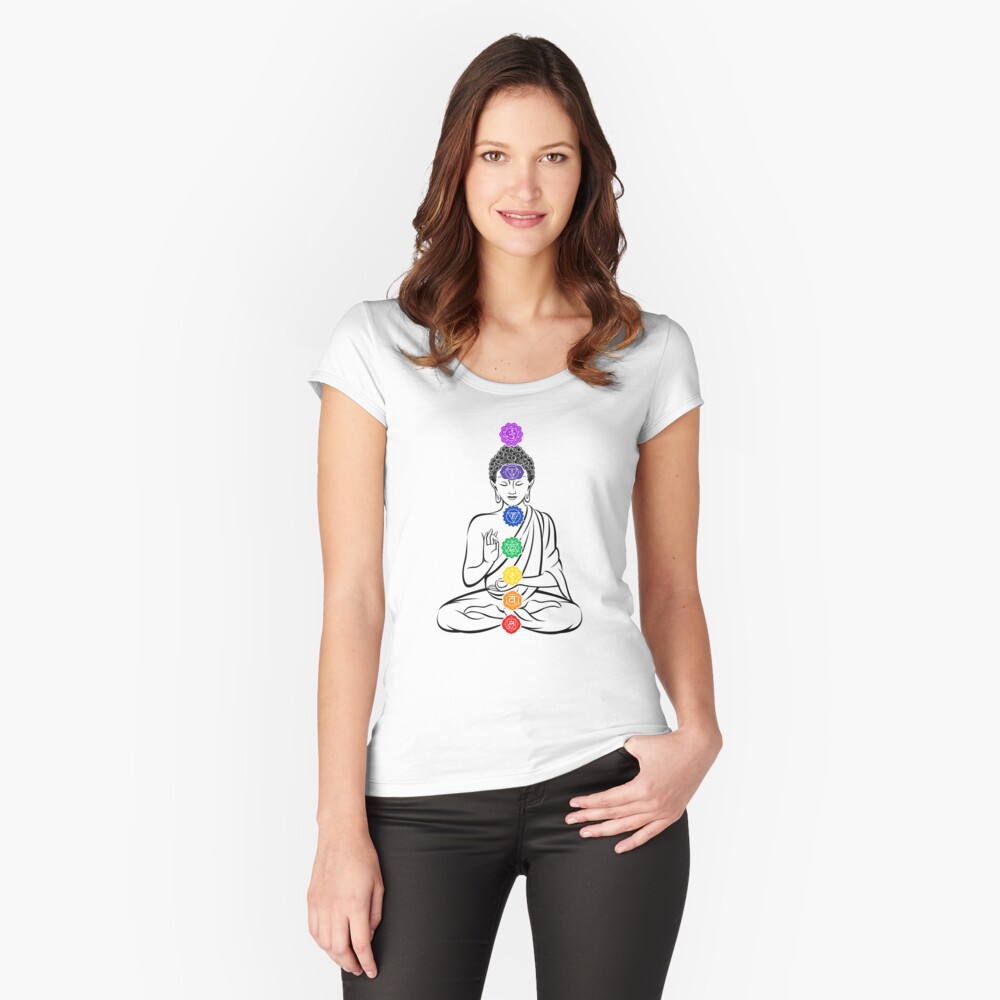 Women's White T-Shirt Aztec Yoga Top Buddha Chakra Meditation Zen TS887