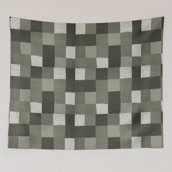 Item preview, black and white knitted patchwork squares designed and sold by pollywolly.