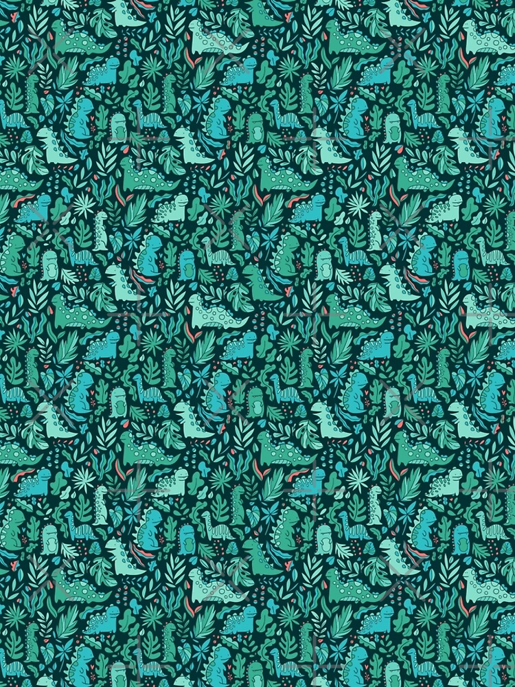 Cute dinosaurs and tropical leaves by kostolom3000