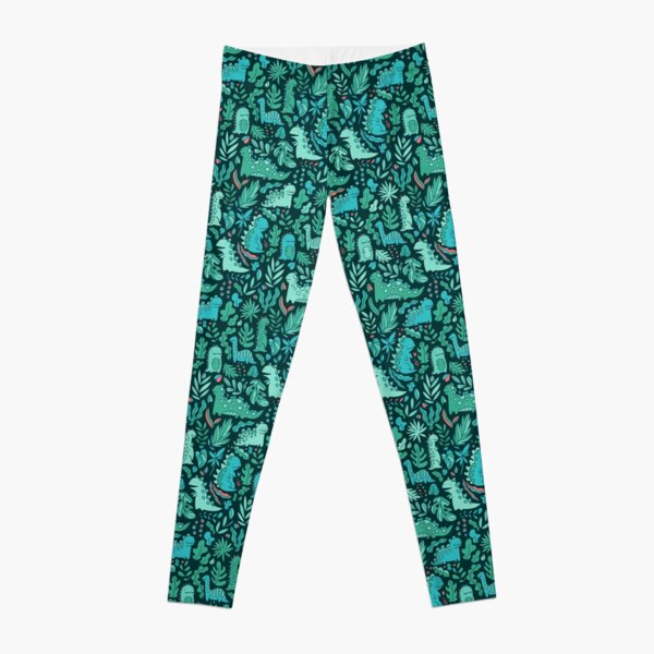 Cute dinosaurs and tropical leaves Leggings