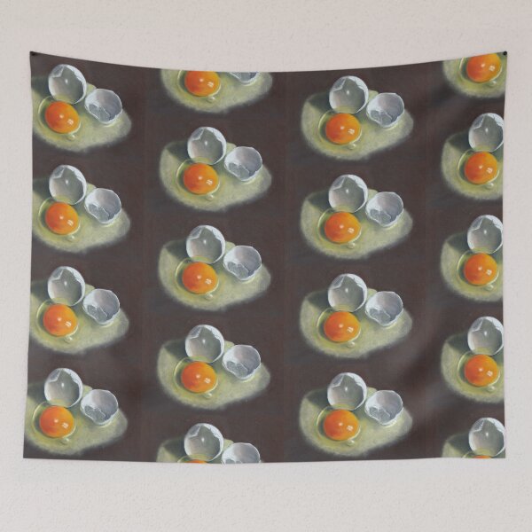 Item preview, Cracked Egg, Yolk, Shells, Still Life of Raw Egg, Pastel Art designed and sold by JoyfulWhimsy.