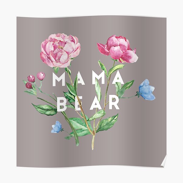 Ilustración de Siluetas De Oso Mamá Con Adornos Florales Concepto