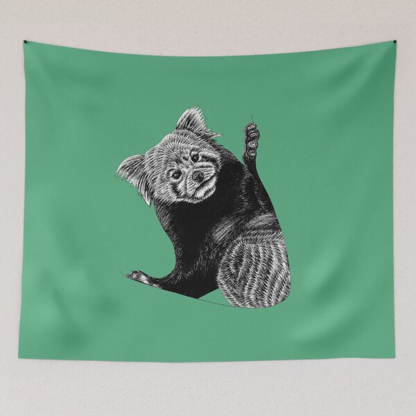 Item preview, Red panda - ink illustration - green designed and sold by LorenDowding.