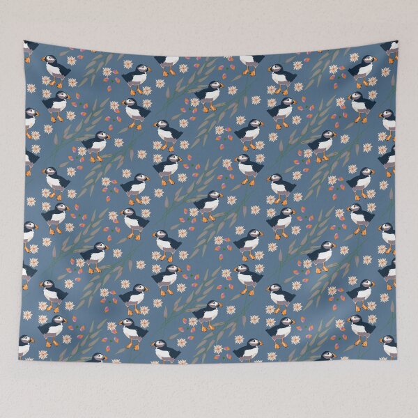 Item preview, Exotic Animals Collection - Puffins on Blue designed and sold by Giliane Bader.