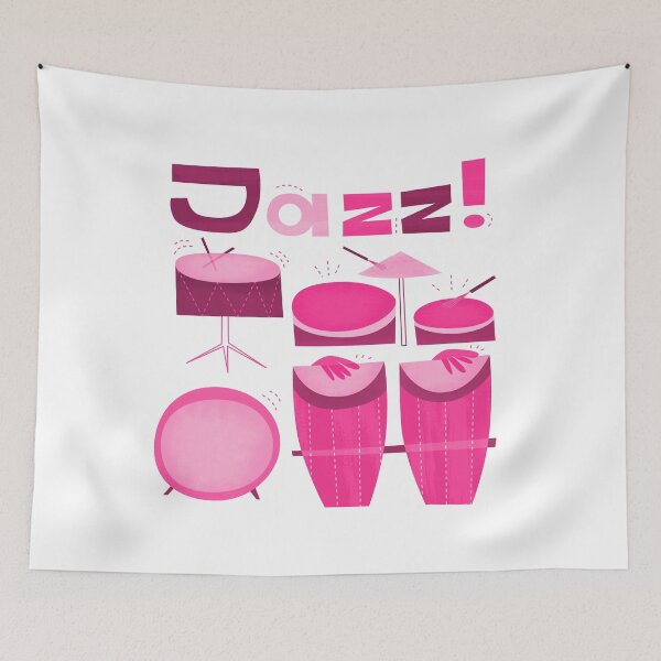 Item preview, Retro Jazz Drums Pink designed and sold by Amir Abou-Roumié.