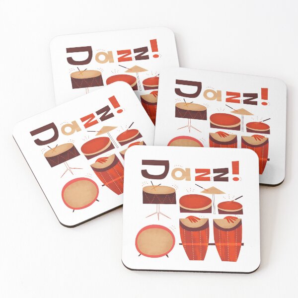 Item preview, Retro Jazz Drums Percussion Red Brown designed and sold by Amir Abou-Roumié.