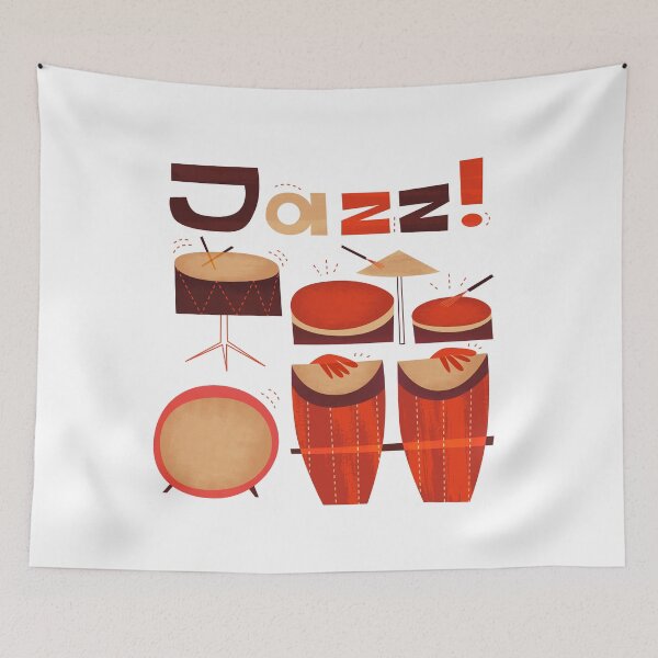 Item preview, Retro Jazz Drums Percussion Red Brown designed and sold by Amir Abou-Roumié.
