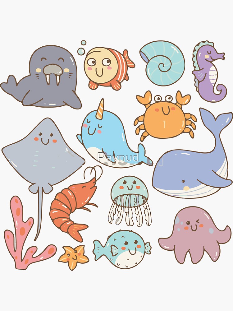 Sea animal kawaii doodles | Sticker