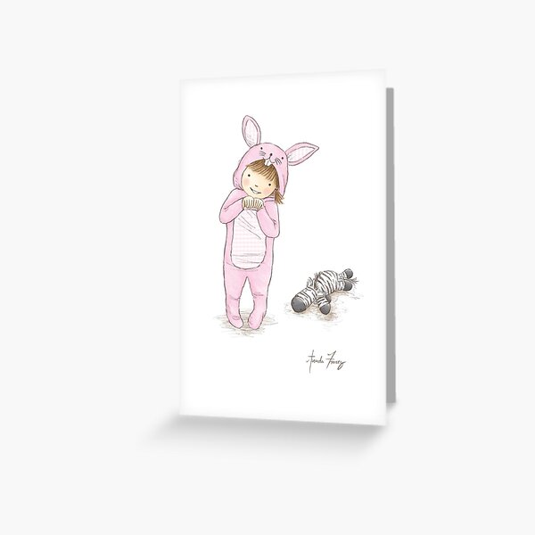 Onesie Rabbit Girl - Greeting Card Greeting Card