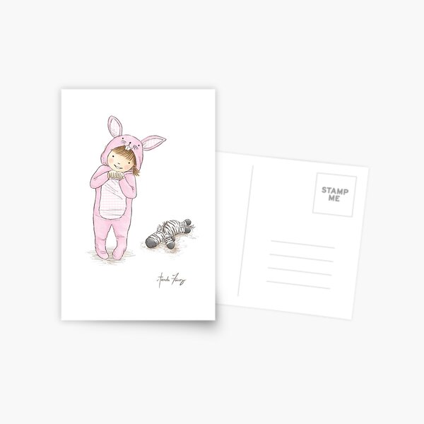 Onesie Rabbit Girl - Greeting Card Postcard