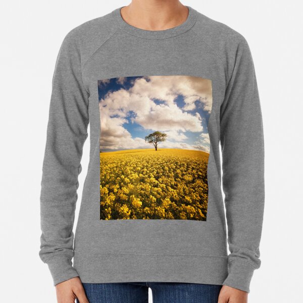 lone tree in a rapeseed field Lightweight Sweatshirt