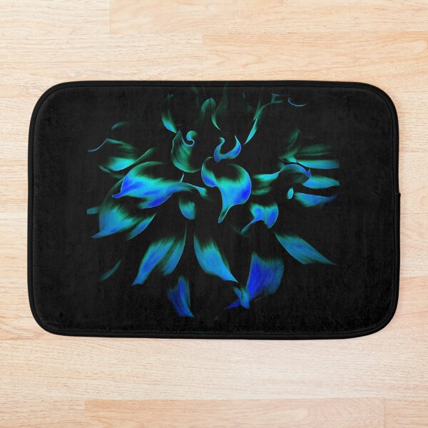 Fiery Blue Flower Bath Mat