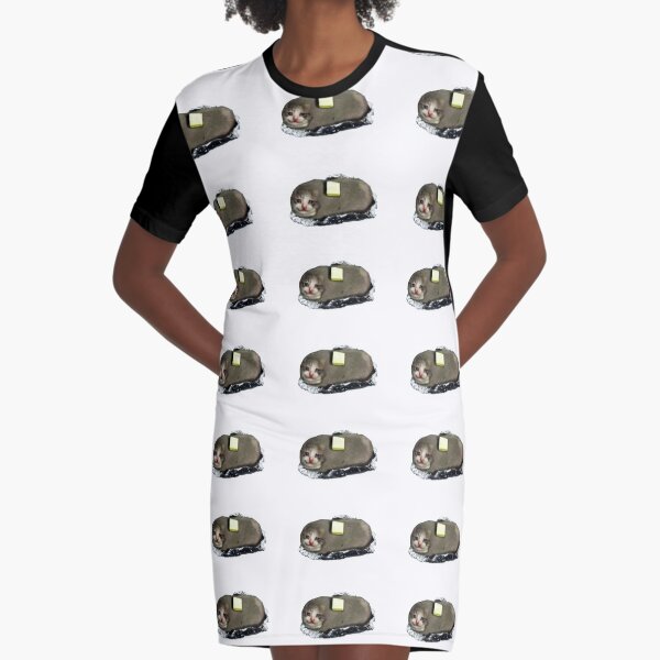 Cyring Cat Meme #2 [upgraded] Graphic T-Shirt Dress