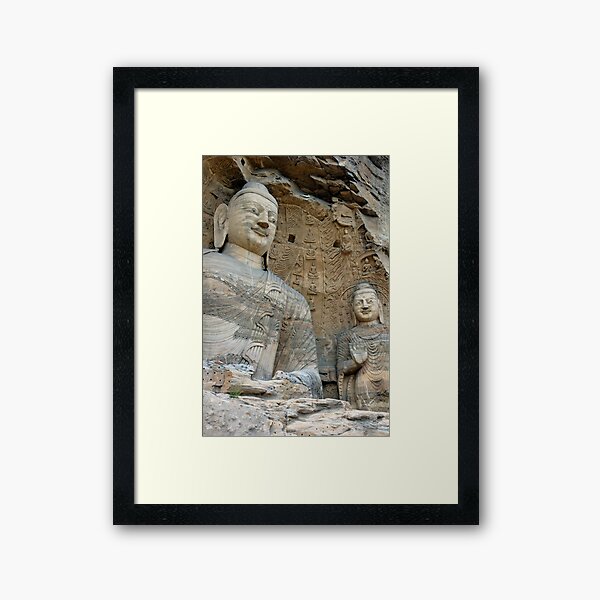 Giant Buddha statues in Yungang Shiku caves Framed Art Print