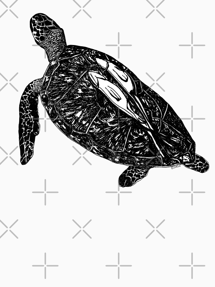 Thumbnail 7 of 7, Classic T-Shirt, Lucy the Sea Turtle with Remora designed and sold by Wildcard-Sue.