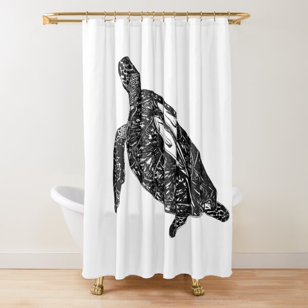 Lucy the Sea Turtle with Remora Shower Curtain