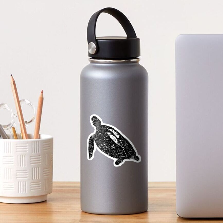 Lucy the Sea Turtle with Remora Sticker