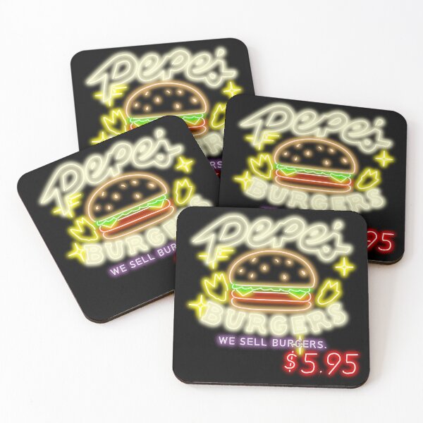 Item preview, Neon Pepe's Burgers Logo from Steven Universe designed and sold by gkillerb.