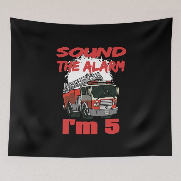 Item preview, Sound The Alarm I'm 5 - Firetruck Birthday print designed and sold by RedmonsDesigns.