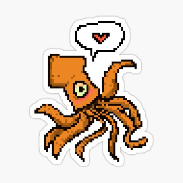 "8-BIT SQUID" Sticker by fruitbastard | Redbubble
