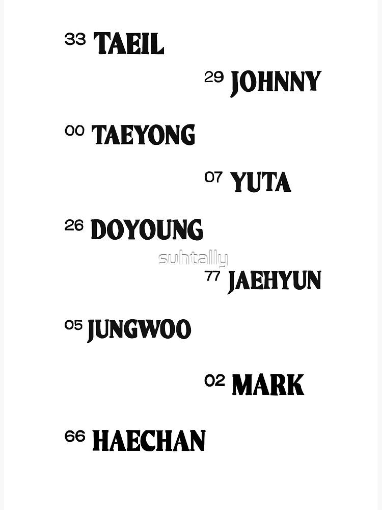 Nct 127 Numbers And Names Postcard By Suhtally Redbubble