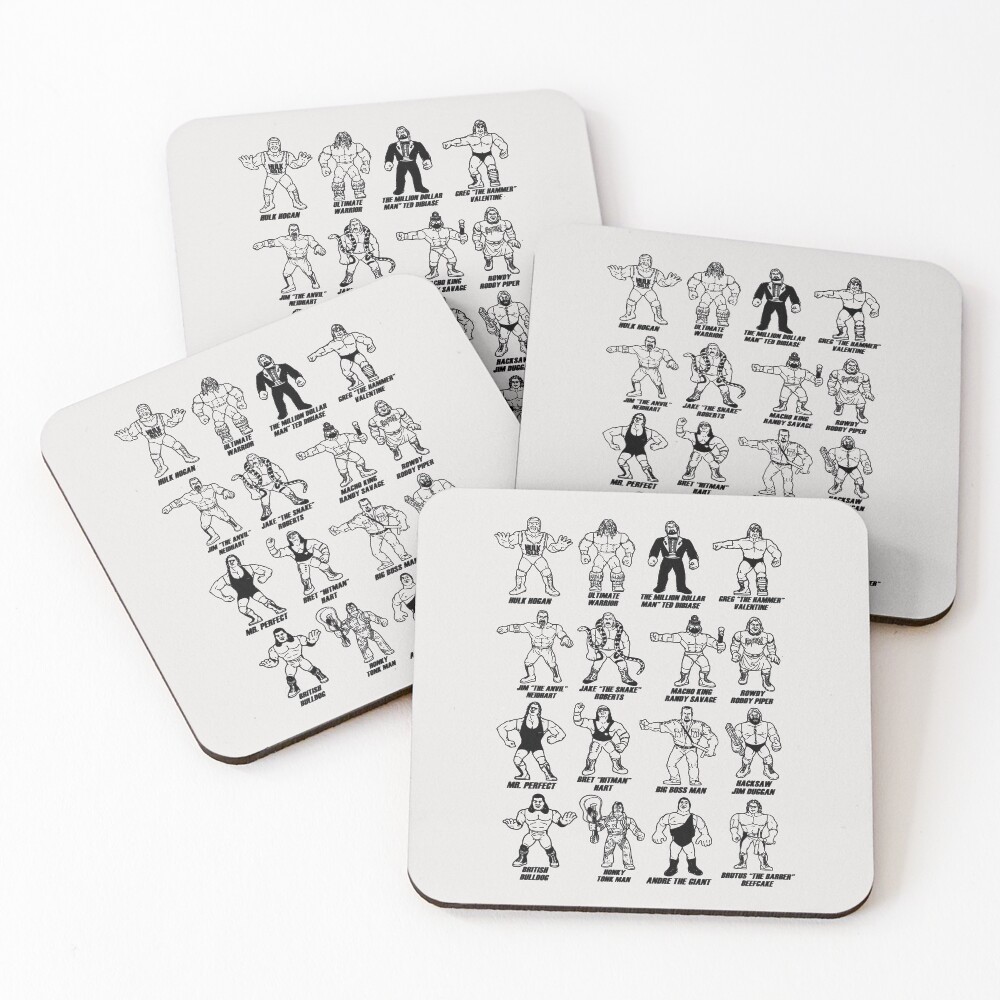Retro Wrestling - Black Stencil Coasters (Set of 4)
