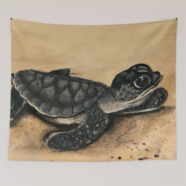 Item preview, Tiny Tim (The Baby Sea Turtle) - acrylic on canvas designed and sold by Pansymade.