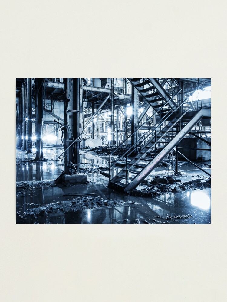 Alternate view of Blue Steel Stairs, Hearn Generating Station, Toronto Photographic Print