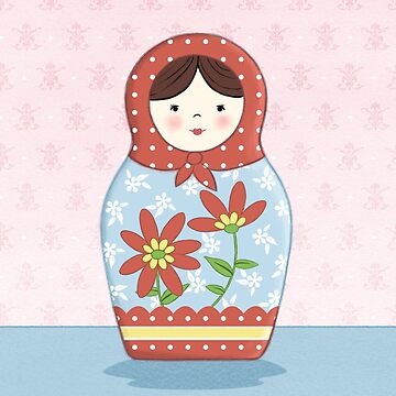 Artwork thumbnail, Matryoshka Doll Red and Blue by amalou