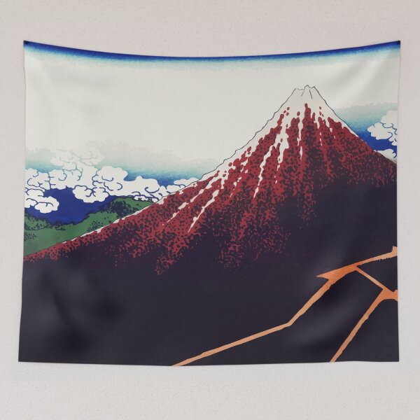 Item preview, Sanka Hakuu by Katsushika Hokusai Shower below a summit, a traditional Japanese Ukyio-e Mount Fuji designed and sold by digitalvintage.