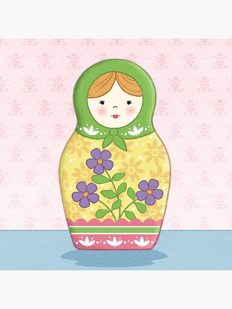 Thumbnail 3 of 3, Art Print, Matryoshka Doll Green designed and sold by amalou.