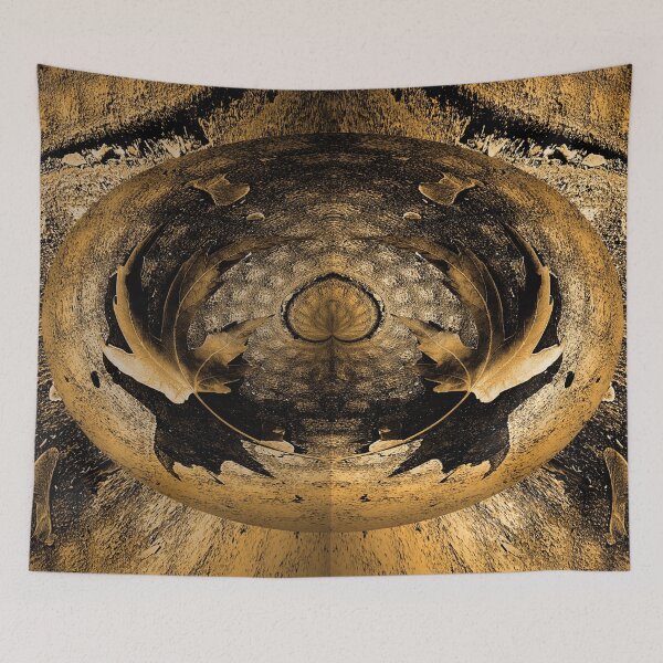 Item preview, Abstract ocher leaves in oval with heart designed and sold by Astralia.