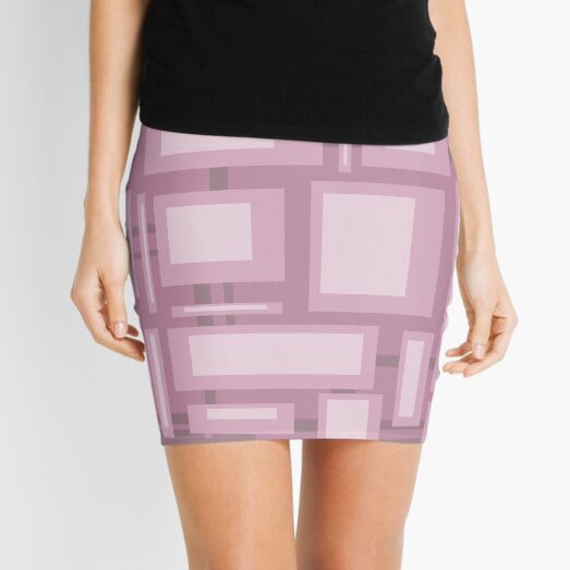 Mauve Rectangles - Modern Abstract Art Mini Skirt