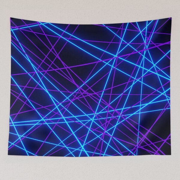 Item preview, Neon Abstract Line -Blue and Purple, Black- designed and sold by lematworks.