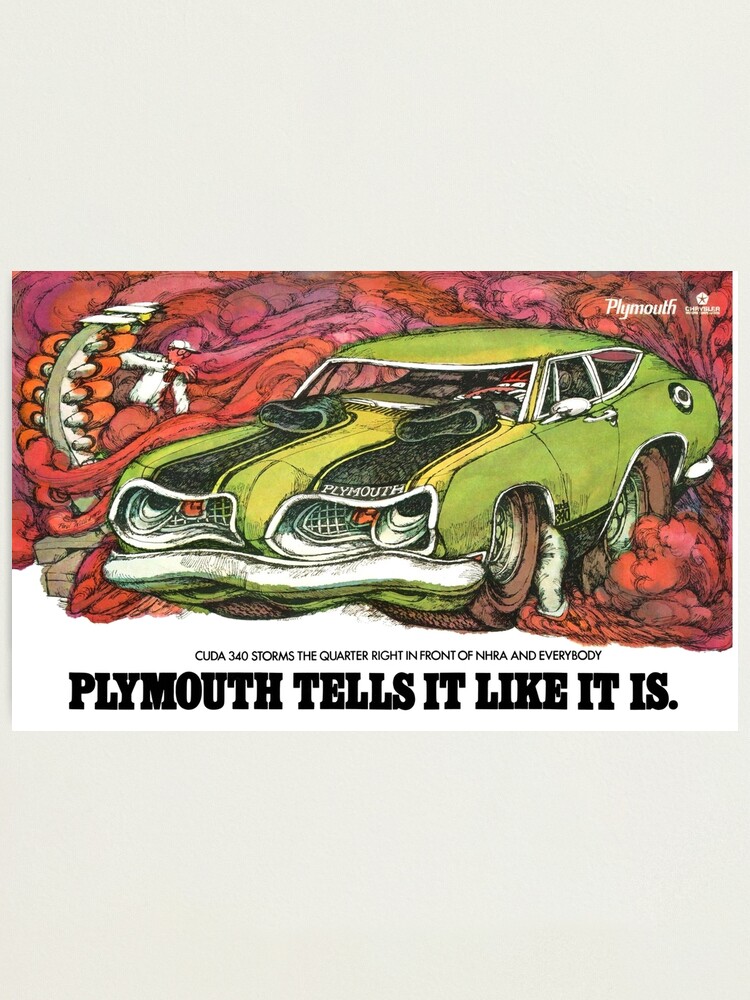 1969 PLYMOUTH BARRACUDA   ART PRINT LITHOGRAPH  SIGNED MOPAR PRINT 